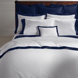 Ralph Lauren RL624 Organic Cotton Sateen Border FULL/QUEEN Duvet Cover Polo Navy
